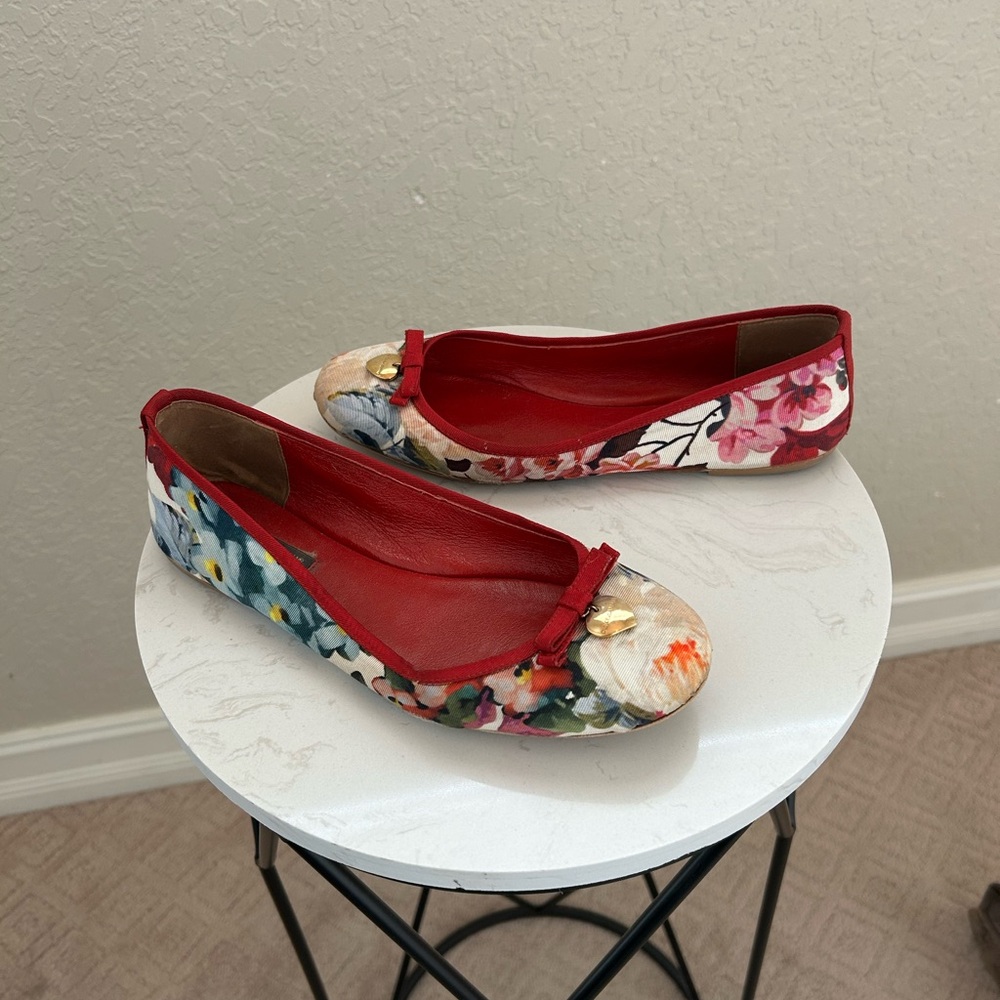 Floral Red Women's Ballet Flats